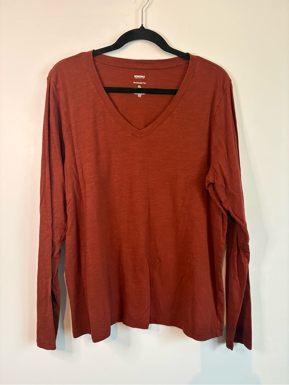 Sonoma Women's Long-Sleeve V-Neck Top - Rust